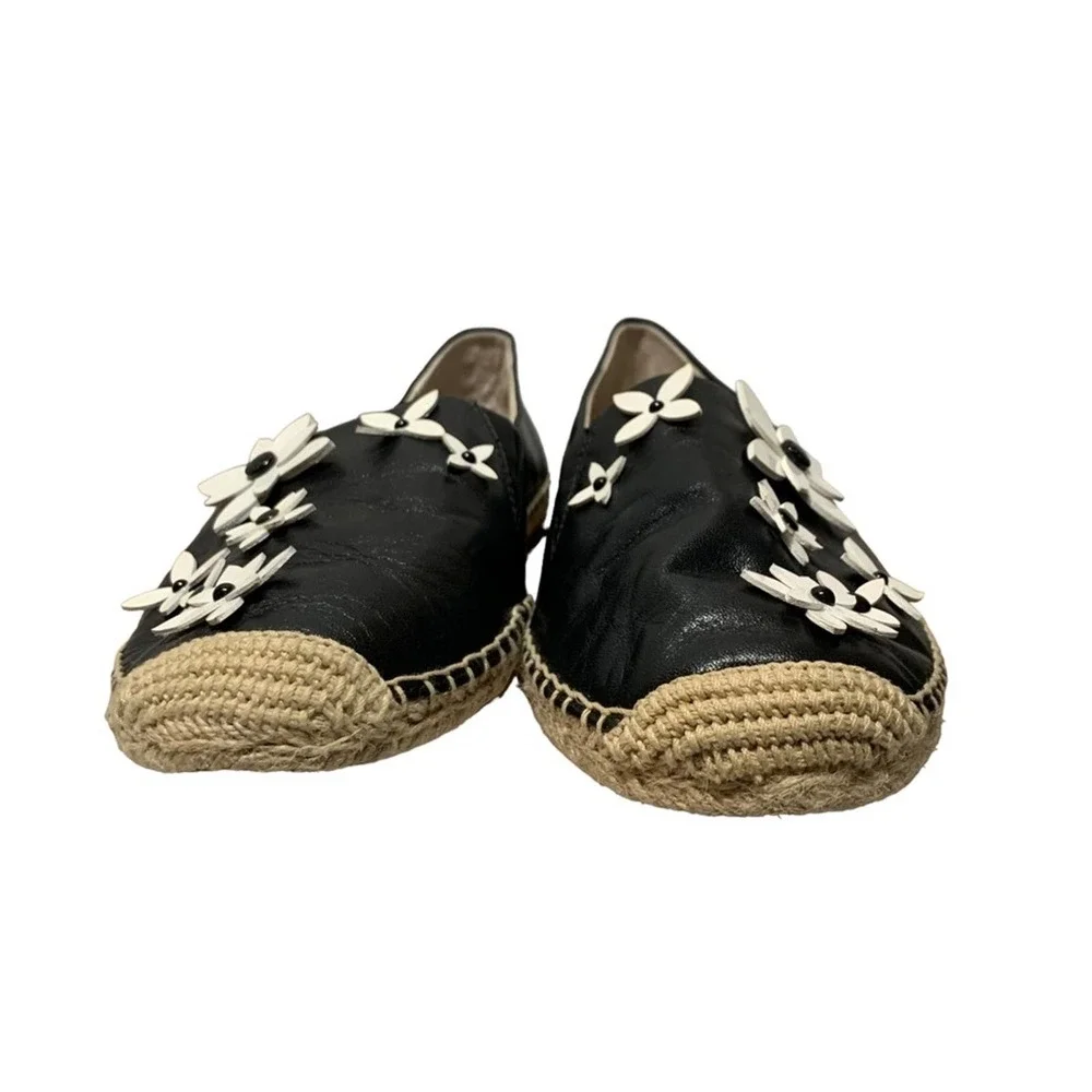Michael Kors - Lola Espadrille, EUC, size 9.5, black with white flowers